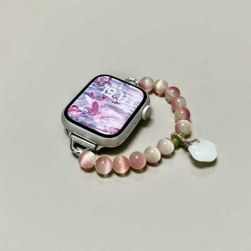 Exquisite pearl and bead stringed apple watch strap