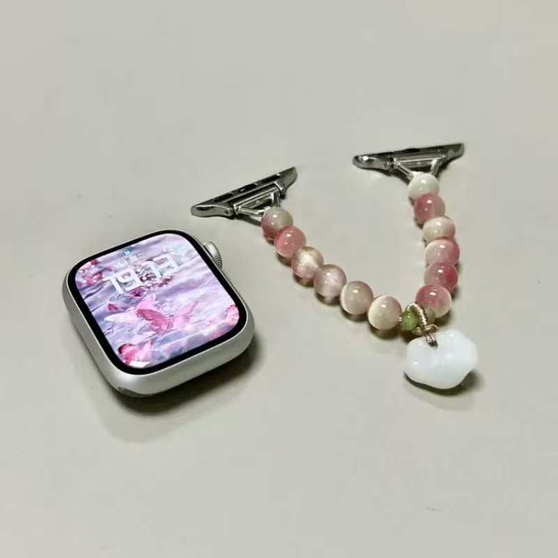 Exquisite pearl and bead stringed apple watch strap