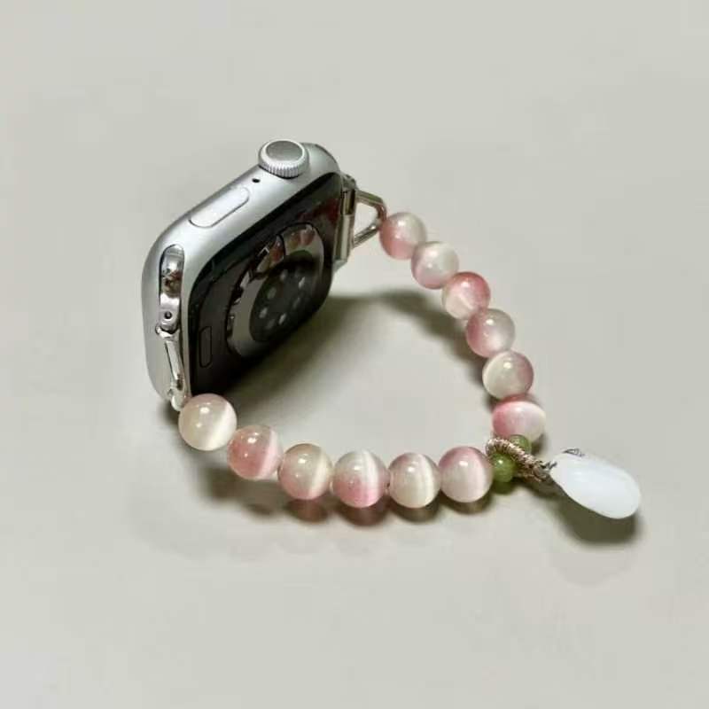 Exquisite pearl and bead stringed apple watch strap