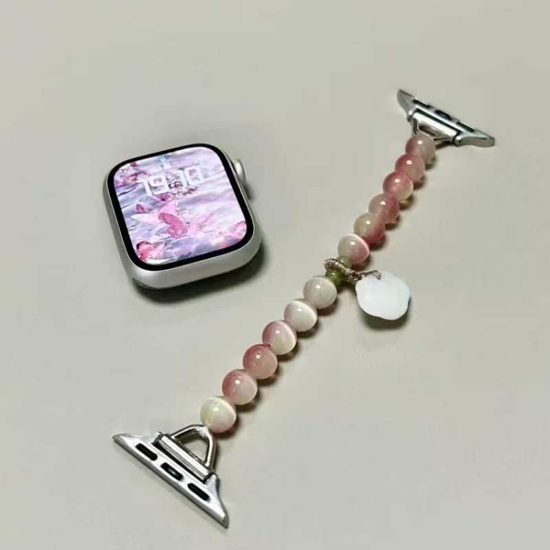 Exquisite pearl and bead stringed apple watch strap