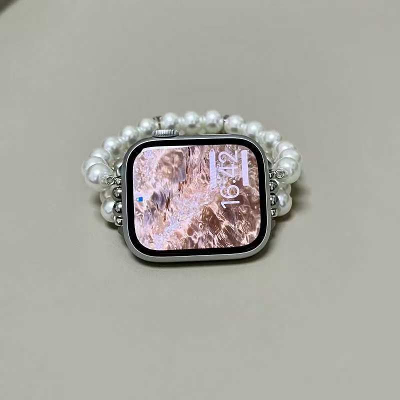 Exquisite white pearl bead string for Apple watch strap