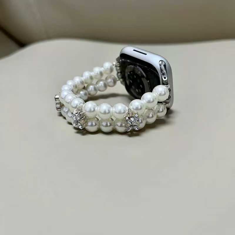 Exquisite white pearl bead string for Apple watch strap