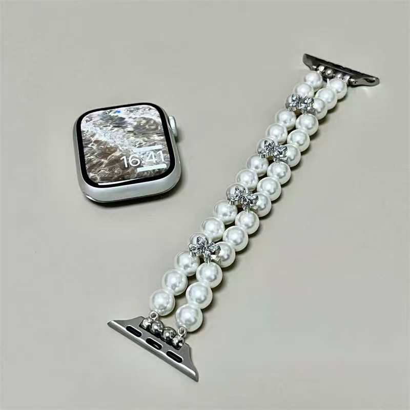 Exquisite white pearl bead string for Apple watch strap