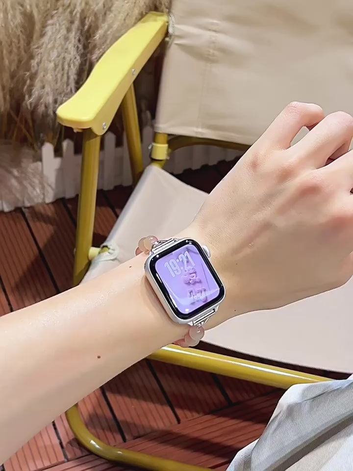Exquisite pearl and bead stringed apple watch strap