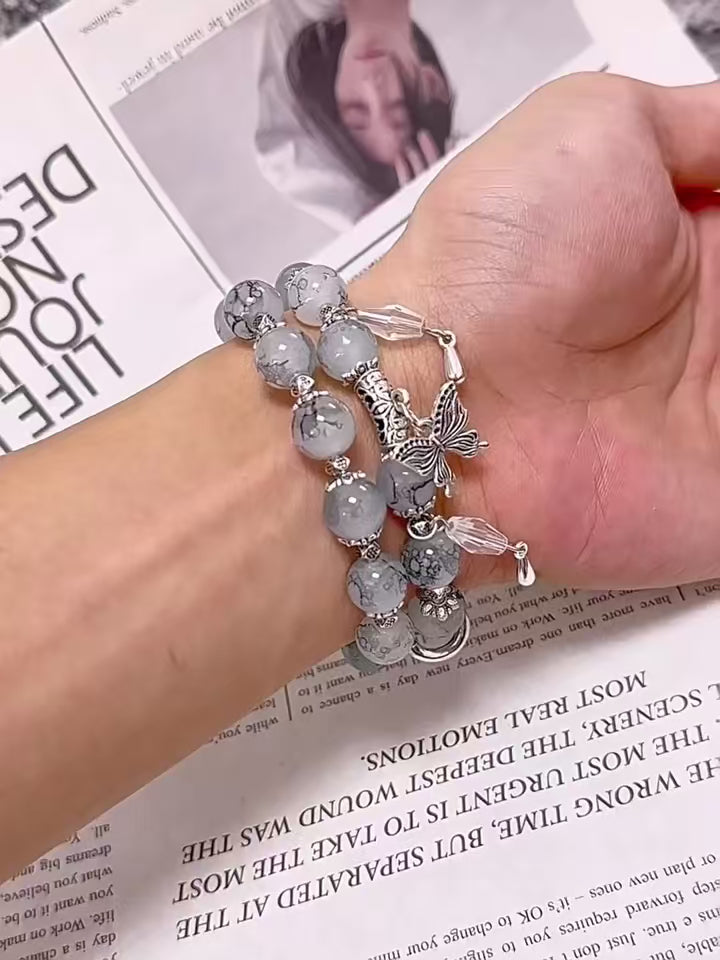 Chinese watercolor and bead bracelet with high-end style Apple watch strap